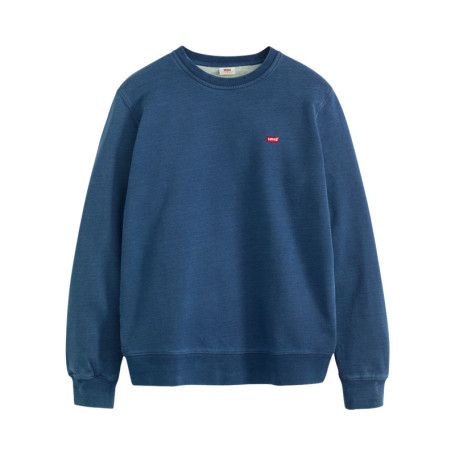 Pull en coton bleu à coupe droite effet délavé...