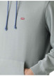 Thumbnail Sweat en coton gris à coupe droite pourvu d'un col à capuche - Image 2