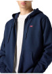 Thumbnail Sweat zippé en coton marine à coupe droite pourvu d'un col à capuche - Image 3