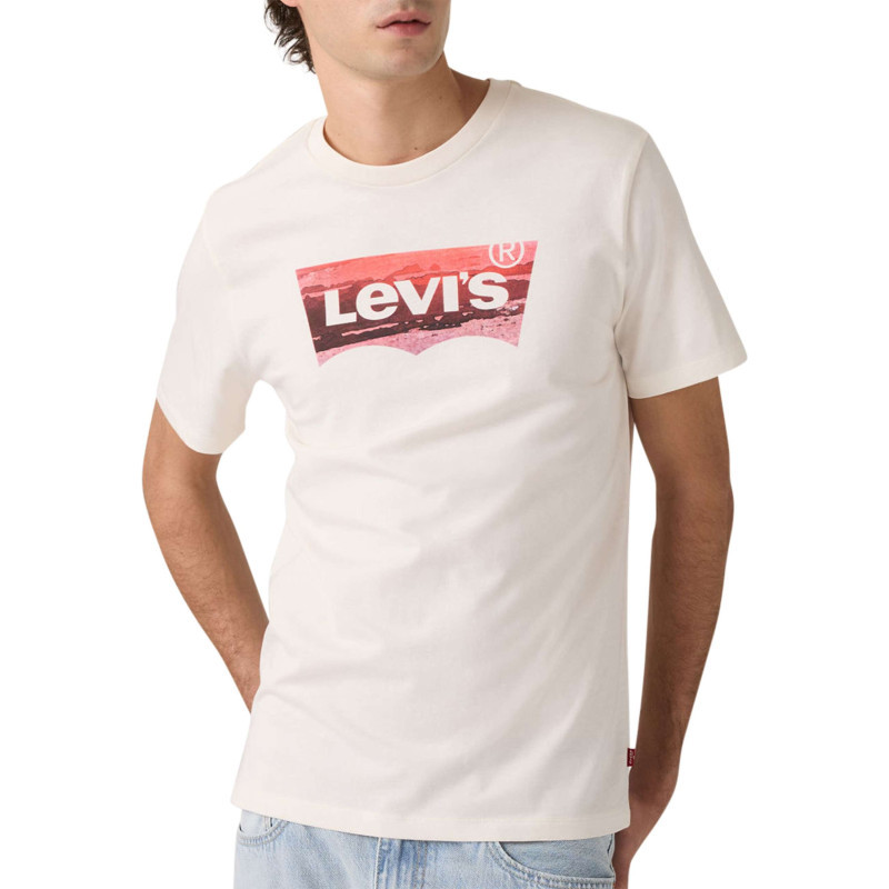 Levi's® - T-shirt En Coton Blanc Imprimé à Coupe Droite Pourvu D'un Col Rond - Blanc