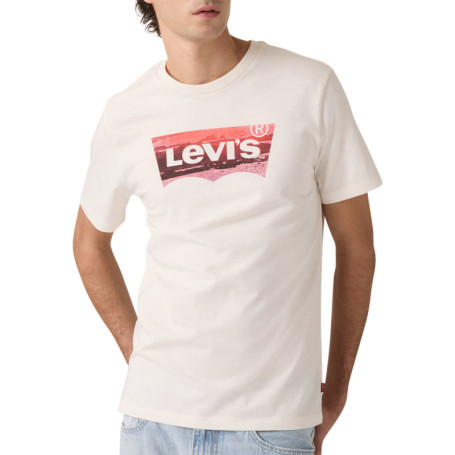 T-shirt en coton blanc imprimé à coupe droite...