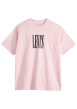 Thumbnail T-shirt en coton rose imprimé à coupe droite pourvu d'un col rond
