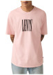 Thumbnail T-shirt en coton rose imprimé à coupe droite pourvu d'un col rond - Image 3