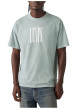 Thumbnail T-shirt en coton gris imprimé à coupe droite pourvu d'un col rond - Image 3
