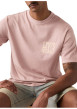 Thumbnail T-shirt en coton rose à coupe droite pourvu d'un col rond côtelé - Image 3