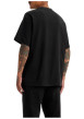 Thumbnail T-shirt en coton noir à coupe droite pourvu d'un col rond finement côtelé - Image 4