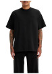 Thumbnail T-shirt en coton noir à coupe droite pourvu d'un col rond finement côtelé - Image 6