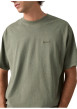 Thumbnail T-shirt en coton kaki à coupe droite pourvu d'un col rond finement côtelé - Image 3