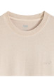 Thumbnail T-shirt en coton beige à coupe droite pourvu d'un col rond finement côtelé - Image 2