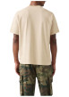 Thumbnail T-shirt en coton beige à coupe droite pourvu d'un col rond finement côtelé - Image 4