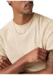 Thumbnail T-shirt en coton beige à coupe droite pourvu d'un col rond finement côtelé - Image 5