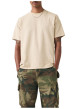 Thumbnail T-shirt en coton beige à coupe droite pourvu d'un col rond finement côtelé - Image 6