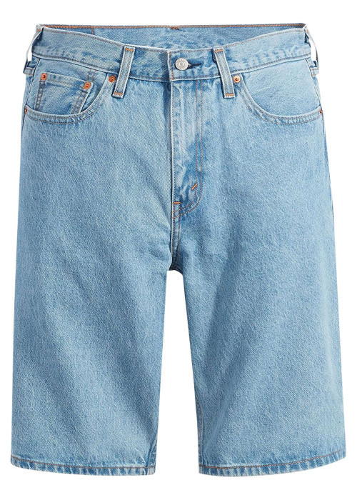 Bermuda 469 en coton bleu à coupe droite pourvu de multiples poches