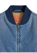 Thumbnail Blouson sans manche en coton bleu à coupe droite pourvu d'un col bomber - Image 2
