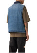 Thumbnail Blouson sans manche en coton bleu à coupe droite pourvu d'un col bomber - Image 4