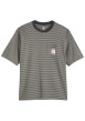 Thumbnail T-shirt en coton anthracite à coupe droite pourvu d'un motif à rayures