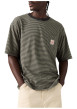 Thumbnail T-shirt en coton anthracite à coupe droite pourvu d'un motif à rayures - Image 3