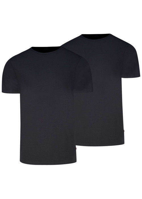 Lot de 2 t-shirts en coton noirs à coupe droite et cols ronds