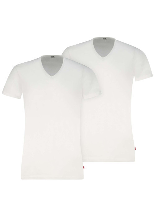 Lot de 2 t-shirts en coton blancs à coupe droite et de cols en v