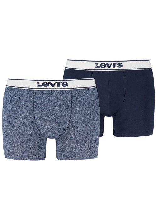 Lot de 2 boxers en coton bleus pourvus de ceintures élastiquées