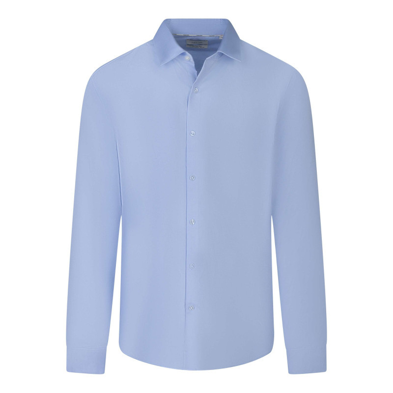 Calvin Klein - Chemise En Coton Bleu Ciel Unie Avec Une Coupe Slim Et Un Col Français - Bleu Clair Calvin Klein - Chemise En Coton Bleu Ciel Unie Avec Une Coupe Slim Et Un Col Français - Bleu Clair