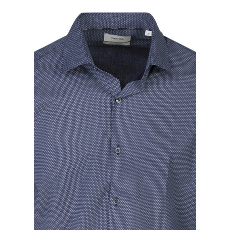 Chemise en coton bleu marine à motifs avec une...