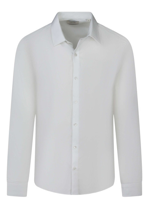 Chemise en coton blanche unie avec un col français et une coupe slim