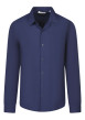 Thumbnail Chemise en coton bleu marine unie avec un col français et une coupe slim