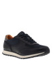 Thumbnail Sneakers bleu marine à talon plat avec un empiècement en cuir sur le pourtour - Image 3
