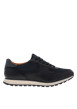 Thumbnail Sneakers bleu marine à talon plat avec un empiècement en cuir sur le pourtour