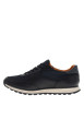 Thumbnail Sneakers bleu marine à talon plat avec un empiècement en cuir sur le pourtour - Image 2