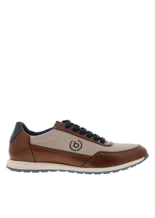 Sneakers cognac à talon plat avec un logo imprimé sur le côté