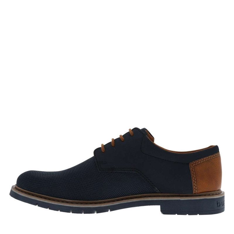 Bugatti - Derbies Bleu Marine à Talon Décroché Bas Avec Des Lacets Ronds - Bleu