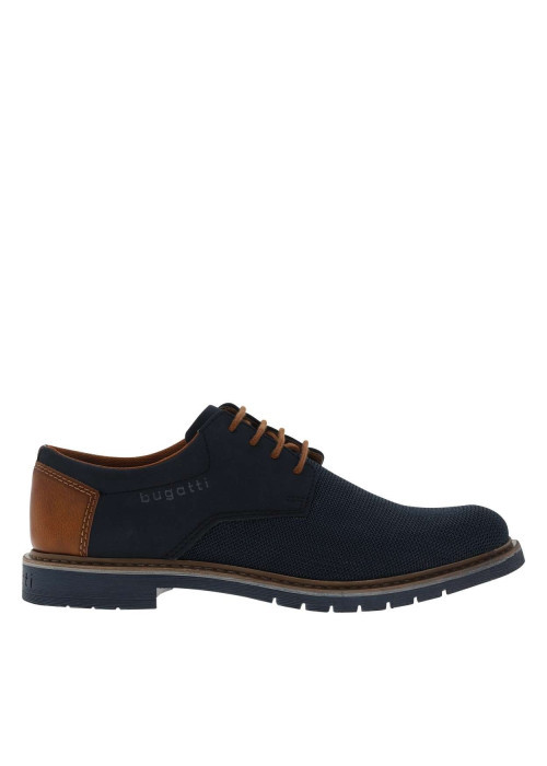 Derbies bleu marine à talon décroché bas avec des lacets ronds