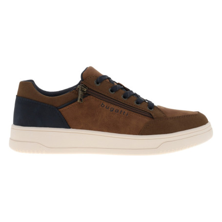 Sneakers cognac à talon plat avec des lacets et...