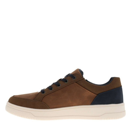 Sneakers cognac à talon plat avec des lacets et...