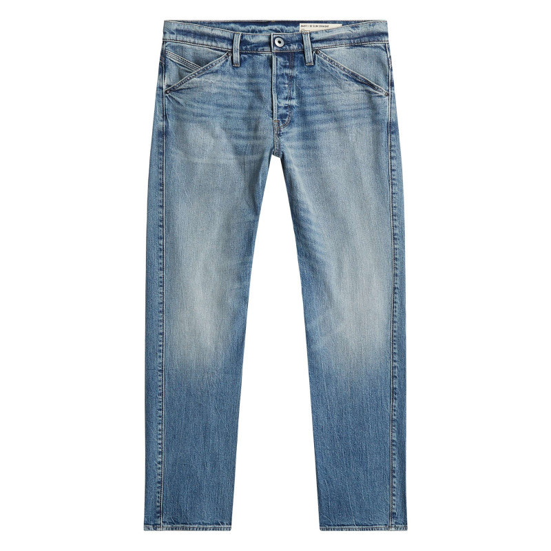 G-star Raw - Jean En Coton Bleu Stone Délavé Avec Une Coupe Droite Et 5 Poches - Bleu