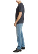 Thumbnail Jean en coton bleu stone délavé avec une coupe droite et 5 poches - Image 6