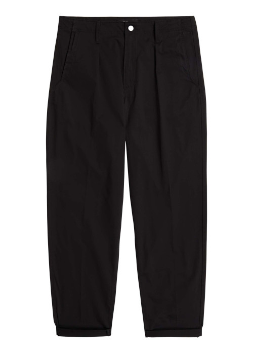 Pantalon chino noir uni avec une coupe droite et 5 poches et 2 pinces