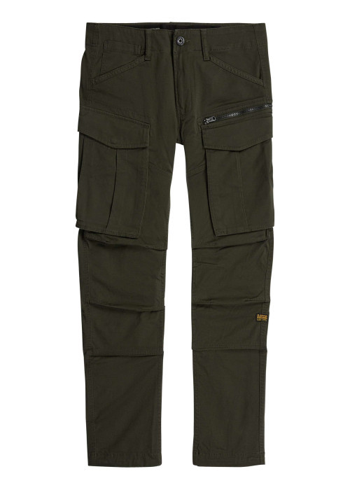 Pantalon cargo en coton biologique kaki uni avec une coupe droite