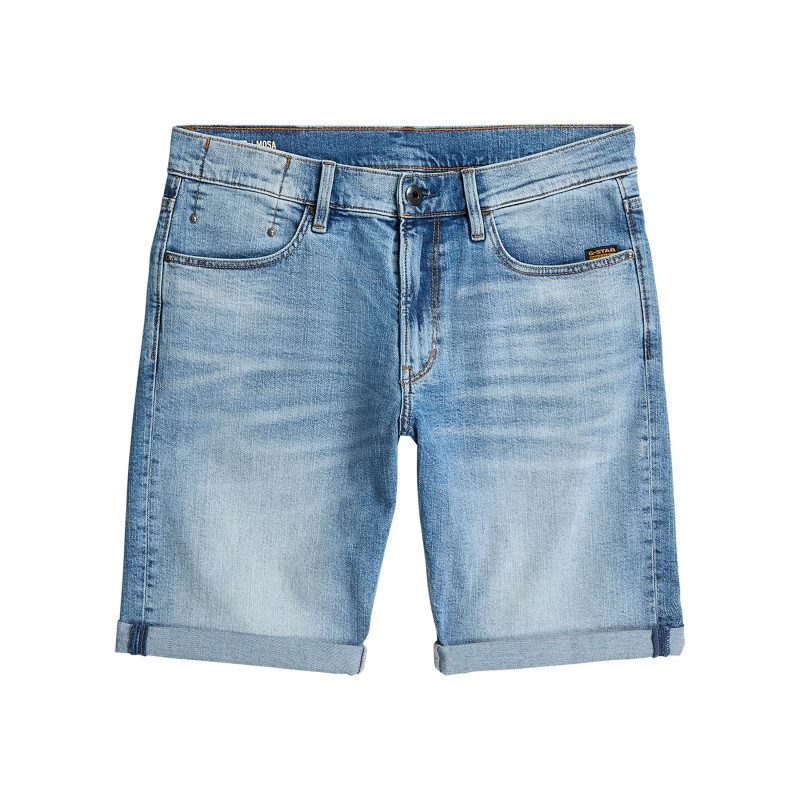 G-star Raw - Short 5 Poches En Coton Bleu Délavé Avec Une Braguette Zippée - Bleu