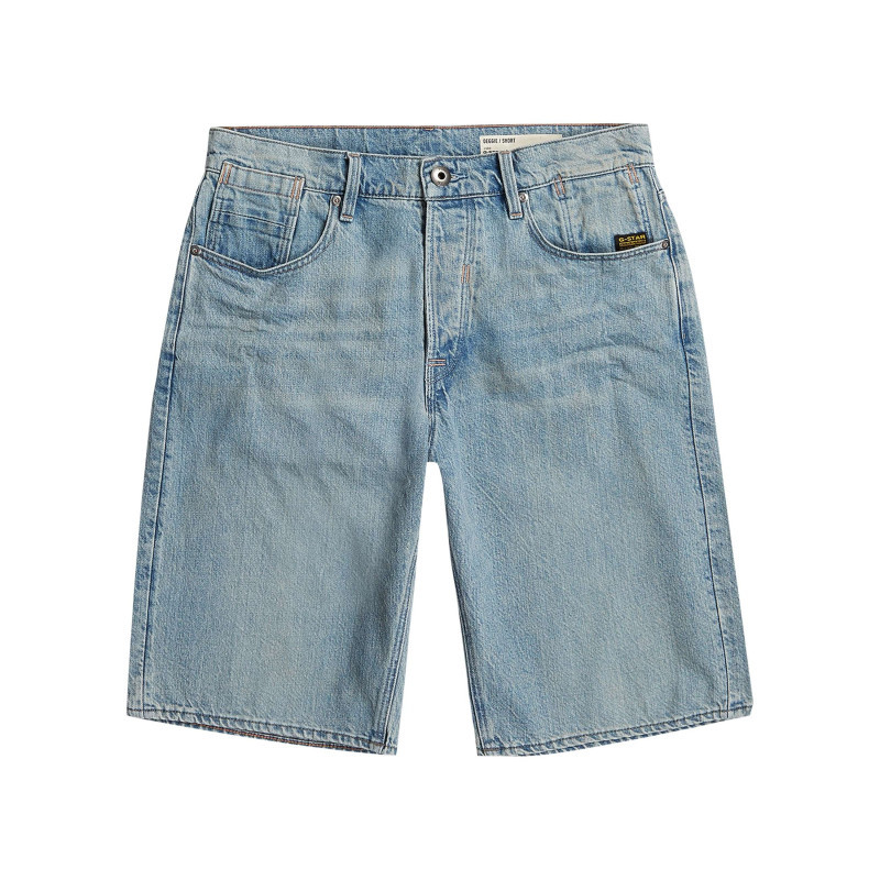 G-star Raw - Short 5 Poches En Coton Bleu Stone Délavé Avec Une Coupe Droite - Bleu