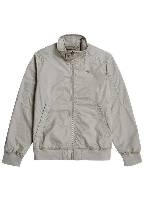 Blouson gris uni avec une coupe droite et un col montant boutonné