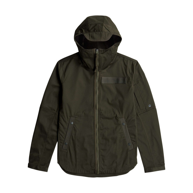 G-star Raw - Blouson En Coton Biologique Kaki Uni Avec Une Coupe Droite Et Un Col à Capuche - Vert