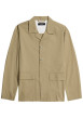 Thumbnail Veste en coton beige unie avec une coupe droite et un col à revers cranté