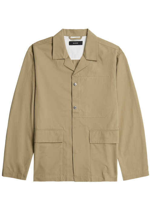 Veste en coton beige unie avec une coupe droite...