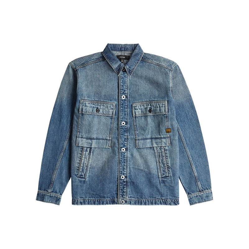 G-star Raw - Blouson En Jean En Coton Bleu Délavé Avec Un Col Chemise Et Une Coupe Droite - Bleu
