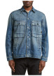 Thumbnail Blouson en jean en coton bleu délavé avec un col chemise et une coupe droite - Image 3