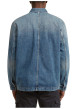 Thumbnail Blouson en jean en coton bleu délavé avec un col chemise et une coupe droite - Image 4