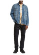 Thumbnail Blouson en jean en coton bleu délavé avec un col chemise et une coupe droite - Image 5